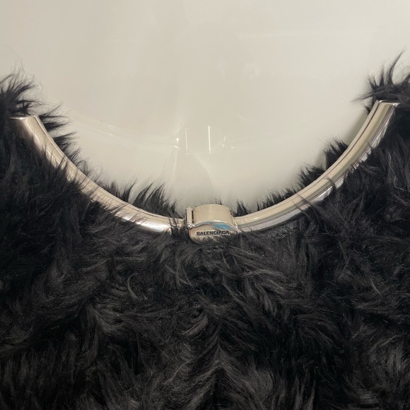 Balenciaga Black Faux Fur Mongolian Clutch - Picture 2 of 5